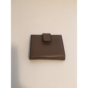 Vintage 80's Leather Wallet Taupe Brown Kiss Clasp small Billfold Style